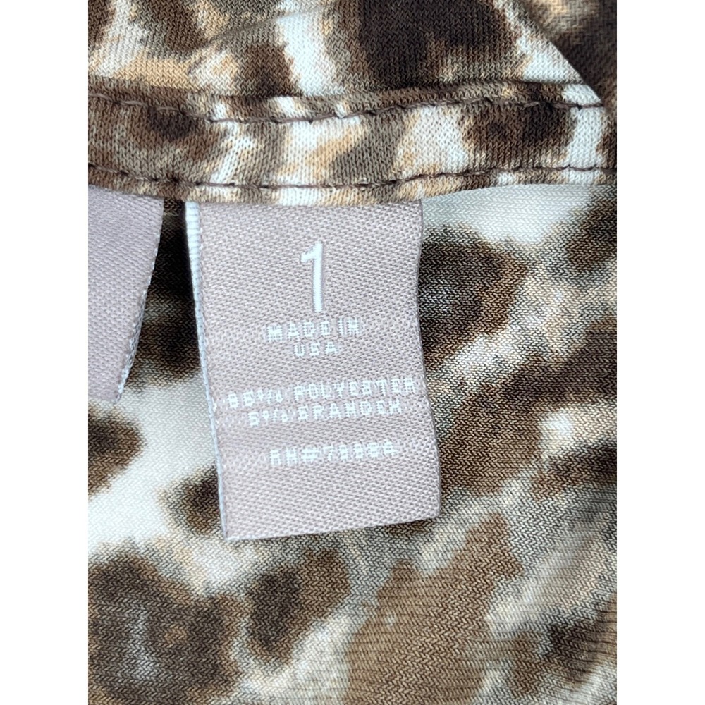 Chico's Animal Print Cowl Neck Long Sleeve Top Blouse Brown White Size 1 - Picture 8 of 10